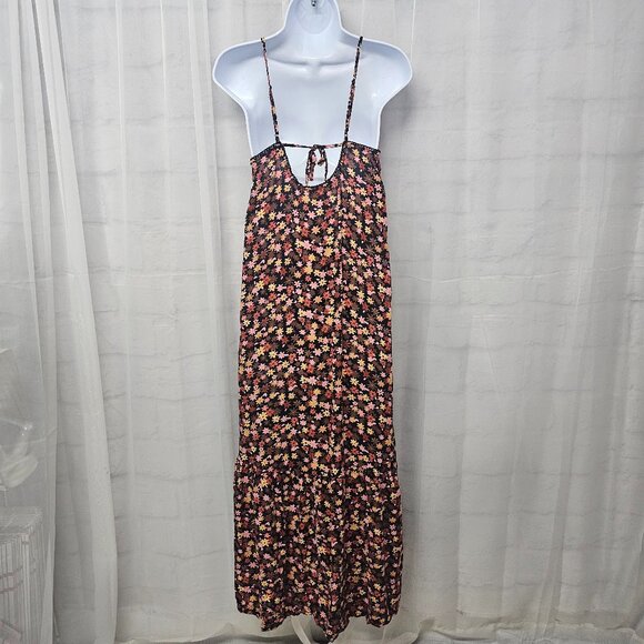 Mossimo Dress Babydoll Maxi Pink Black Floral Boho Festival Sleeveless M - Picture 5 of 9